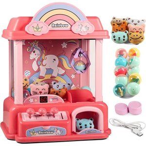 Claw Machine for Kids, Mini Vending Machines Arcade, Electronic Small Pink Toys